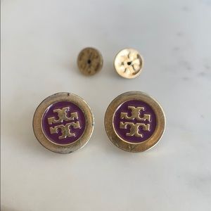 Tory Burch Logo Lacquer Button Stud Earrings